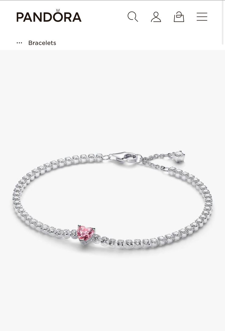 Pink Heart Dainty Solitaire Premium Bracelet