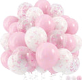 9 pcs 12-Inch Pink And Transparent White Bow Print Balloons, Cute Balloon Decorations For baby Princess, Girl Birthday Party, Bachelorette Party, Bow Theme Party, Gender Reveal, Bridal Shower, Wedding, Valentine's Day, Mother's Day,