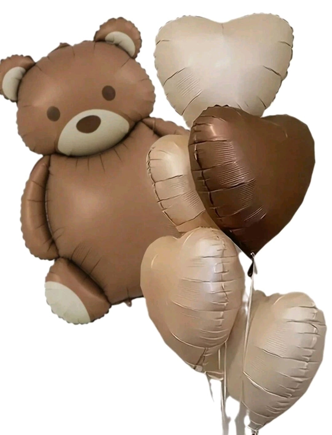 6pcs Teddy Bear & Retro Heart Balloon Set For Baby's Birthday Party Decoration Baby Shower Family Decorations Gifts Heart brown ballon Foil Balloon set