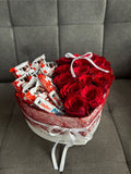 premium chocolate and Roses Heart bucket