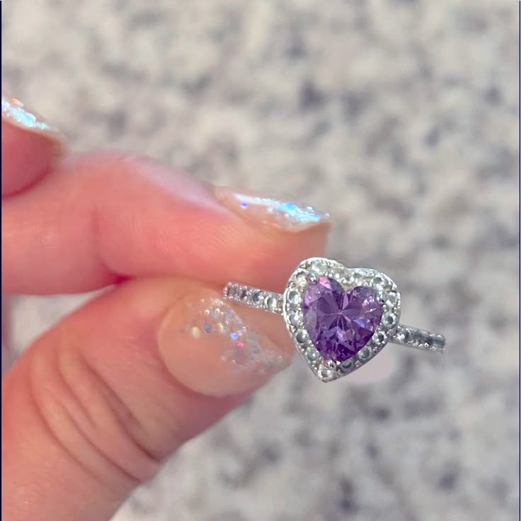 Purple Danity Rhinestones solitaire Premium Ring