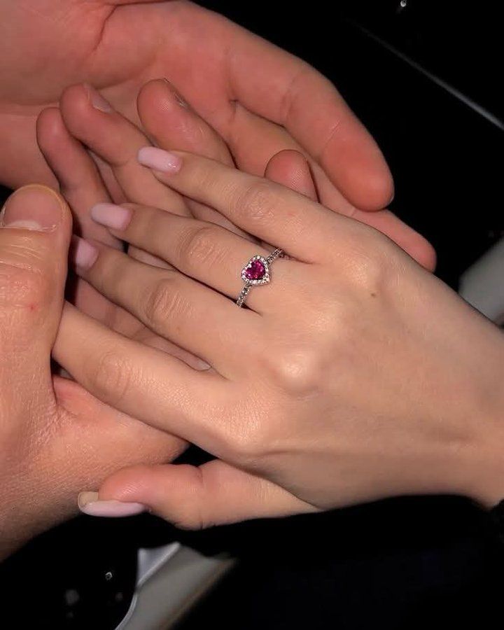 Ruby Heart Rhinestones Dainty Solitaire Premium Ring