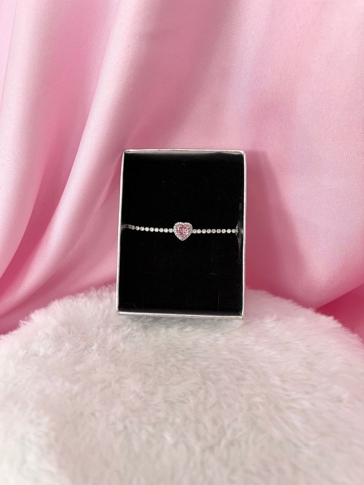 Pink Heart Dainty Solitaire Premium Bracelet