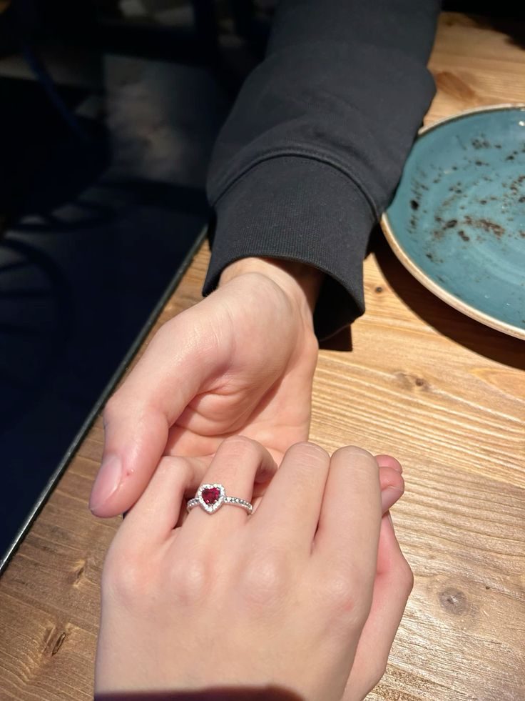 Ruby Heart Rhinestones Dainty Solitaire Premium Ring