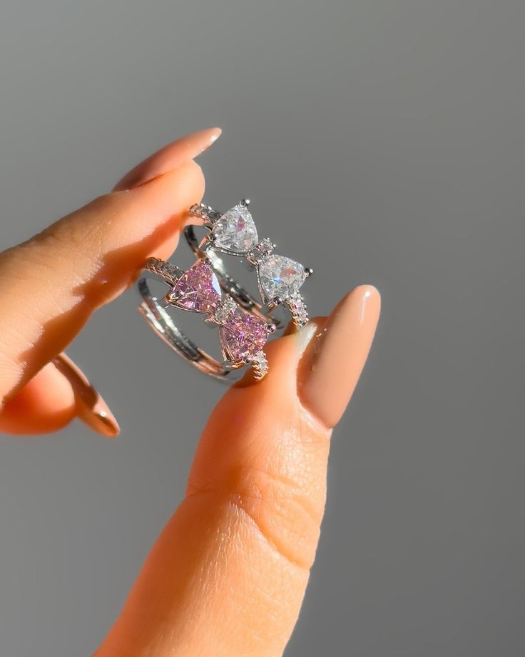 Pink Bow Dainty Solitaire Premium Ring