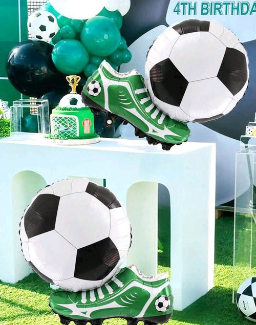 2pcs Football Shoe Foil Balloons, Includes Colorful Football Shoe And Football Shaped Balloon, Suitable For Football Matches, Birthday Parties Decoration, Football Themed Parties, Home Decor, Sports Themed Parties, Celebration Parties, Indoor And Outdoor