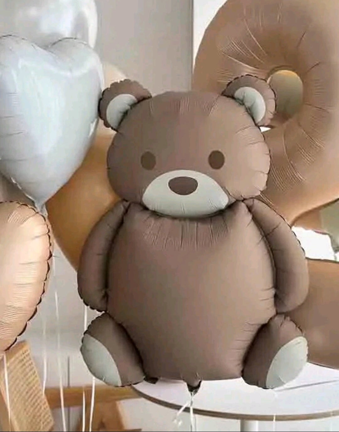 6pcs Teddy Bear & Retro Heart Balloon Set For Baby's Birthday Party Decoration Baby Shower Family Decorations Gifts Heart brown ballon Foil Balloon set