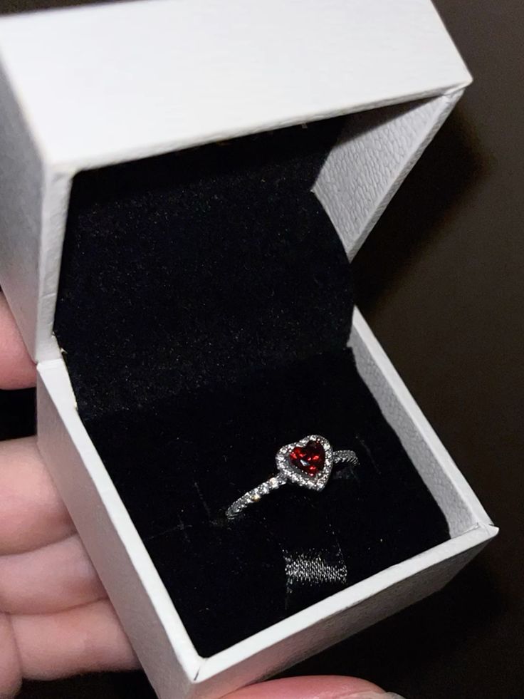 Ruby Heart Rhinestones Dainty Solitaire Premium Ring