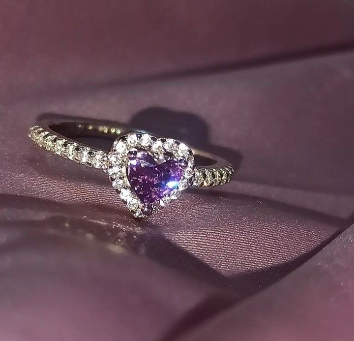 Purple Danity Rhinestones solitaire Premium Ring