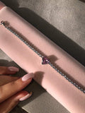 Pink Heart Dainty Solitaire Premium Bracelet